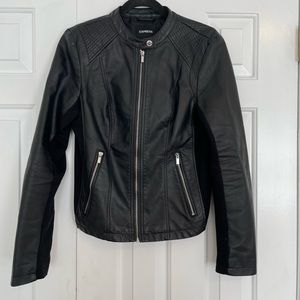 LIKE NEW - Black Vegan Leather Double Peplum Jacket - M